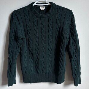 J. Crew Crewcuts Kids Forest Green Cable Knit Sweater